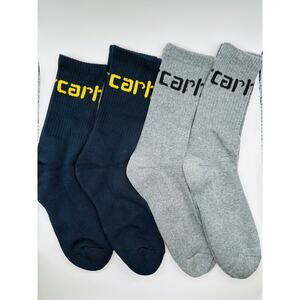 4 Pairs - Carhartt WIP Socks Black & Gray Crew Streetwear Large